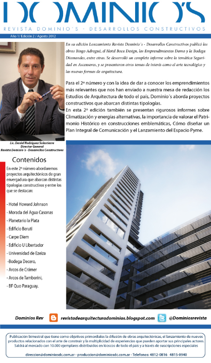 Ya sale una nueva edición de la Revista Dominio`s  -Desarrollos Constructivos –